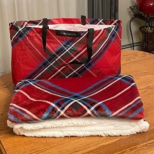 Red Plaid Sherpa Fleece Throw Blanket & Bag from Francesca’s
